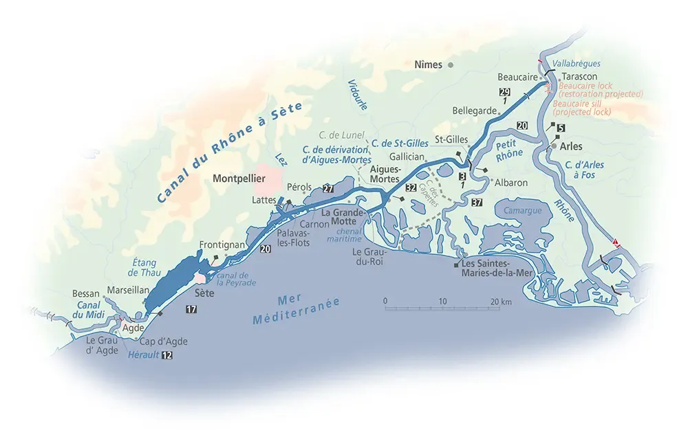 Canal du Rhône à Sète Base Marina in Mauguio, France