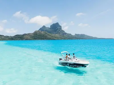 Povai Bay, marina in Bora-Bora, France