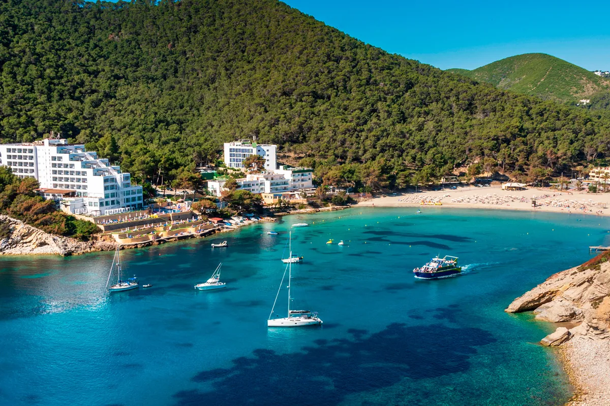 Cala Llonga, anchorage in Santa Eulària des Riu, Spain