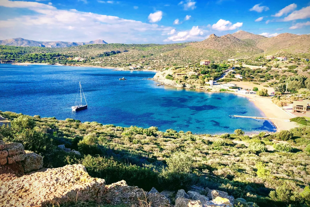 Thorikos Bay in Lavreotiki Municipal Unit, Greece