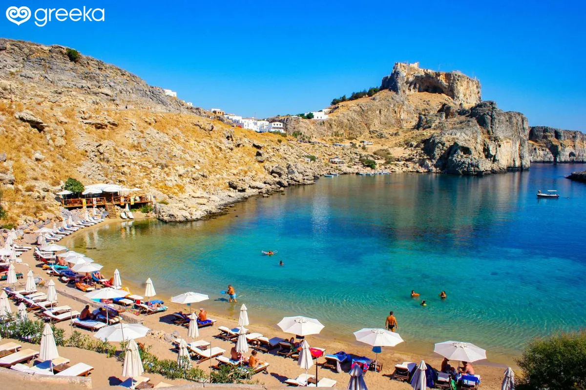 Saint Paul's Bay in Lindos, Greece