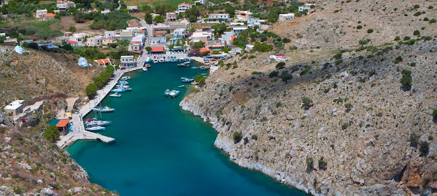 Vathy Bay in Vathys, Greece