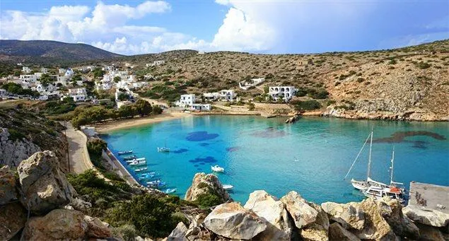 Saint George Bay in Schinoussa, Greece