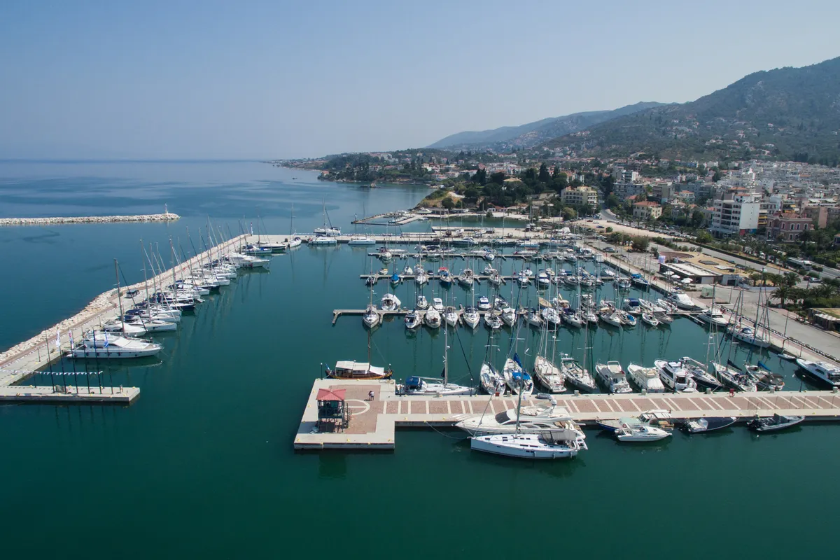 Fishing port, marina in Plomari, Greece