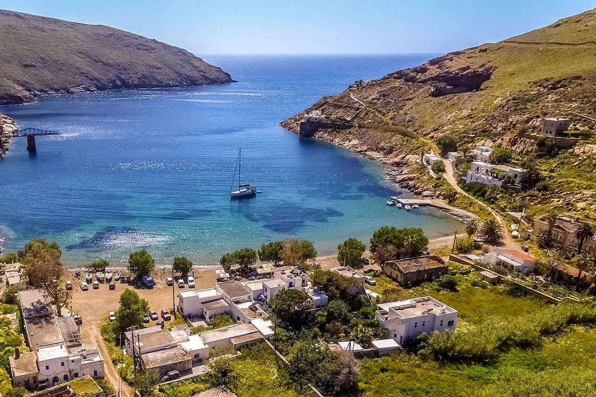 Megalo Livadi Bay in Megalo Livadi, Greece