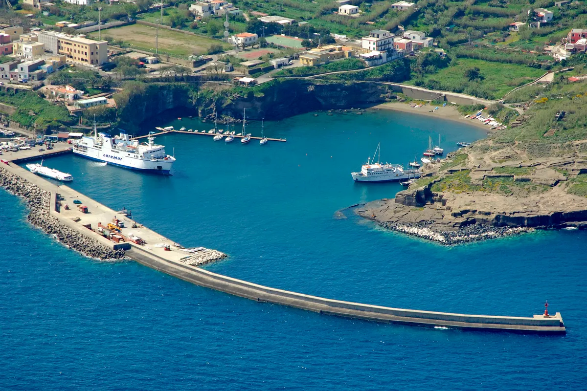 Ventotene Cala Rosano Harbour, marina in Ventotene, Italy