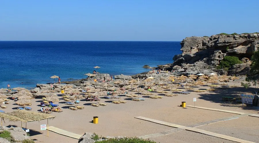 Oasis Beach, bay in Rhodes, Greece