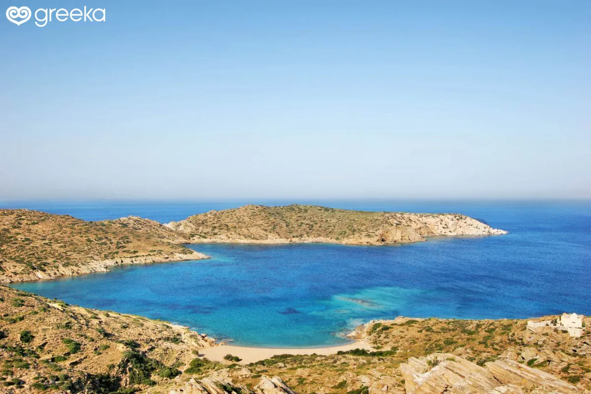 Three Churches Bay in Manganari, Greece
