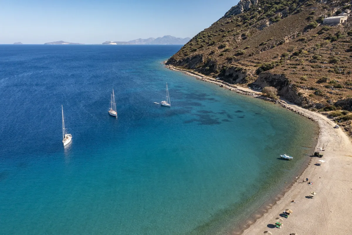 Kamari Bay in Kefalos, Greece